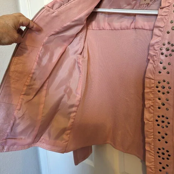 Pearl Pink STUDDED LEATHER & Knit Jacket! | M | Nygard | EUC - Picture 7 of 9
